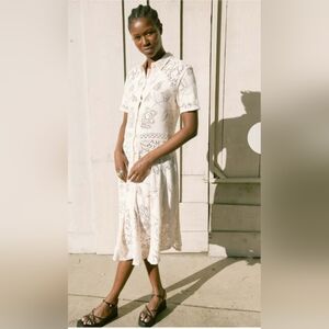 Jess Meany Ivory Lace Olivia Midi Dress In White Womens Medium